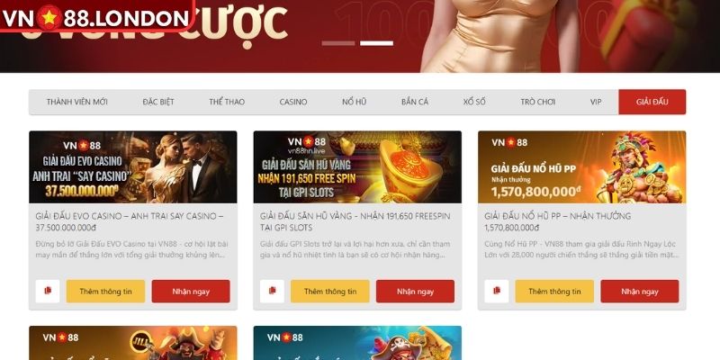 Khuyến Mãi Vn88 – Cập Nhật Những Ưu Đãi Hấp Dẫn Nhất 2 Sự kiện theo mùa và giải đấu đặc biệt