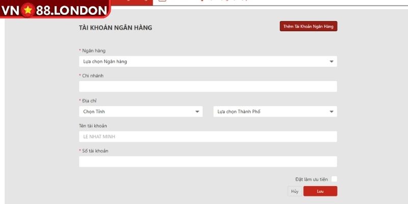 Rút Tiền VN88 – Hướng Dẫn Thực Hiện An Toàn Và Nhanh Chóng 3 Không thêm được ngân hàng khi rút tiền VN88